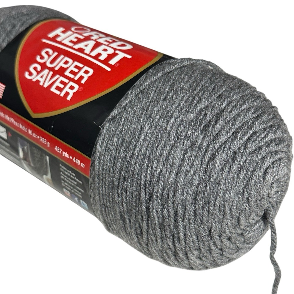 Vintage Red Heart Super Saver Yarn GREY HEATHER 0400 Acrylic 10‎ oz 482 yds NEW